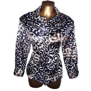 Just Cavalli Italy 44 Leopard Animal Print 3/4 Length Sleeve Blouse